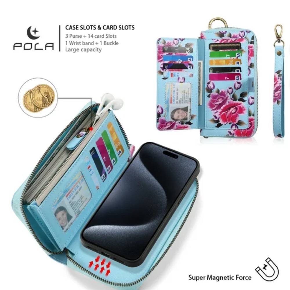 RFID Sky Blue Floral Wallet Case - Picture 8 of 14
